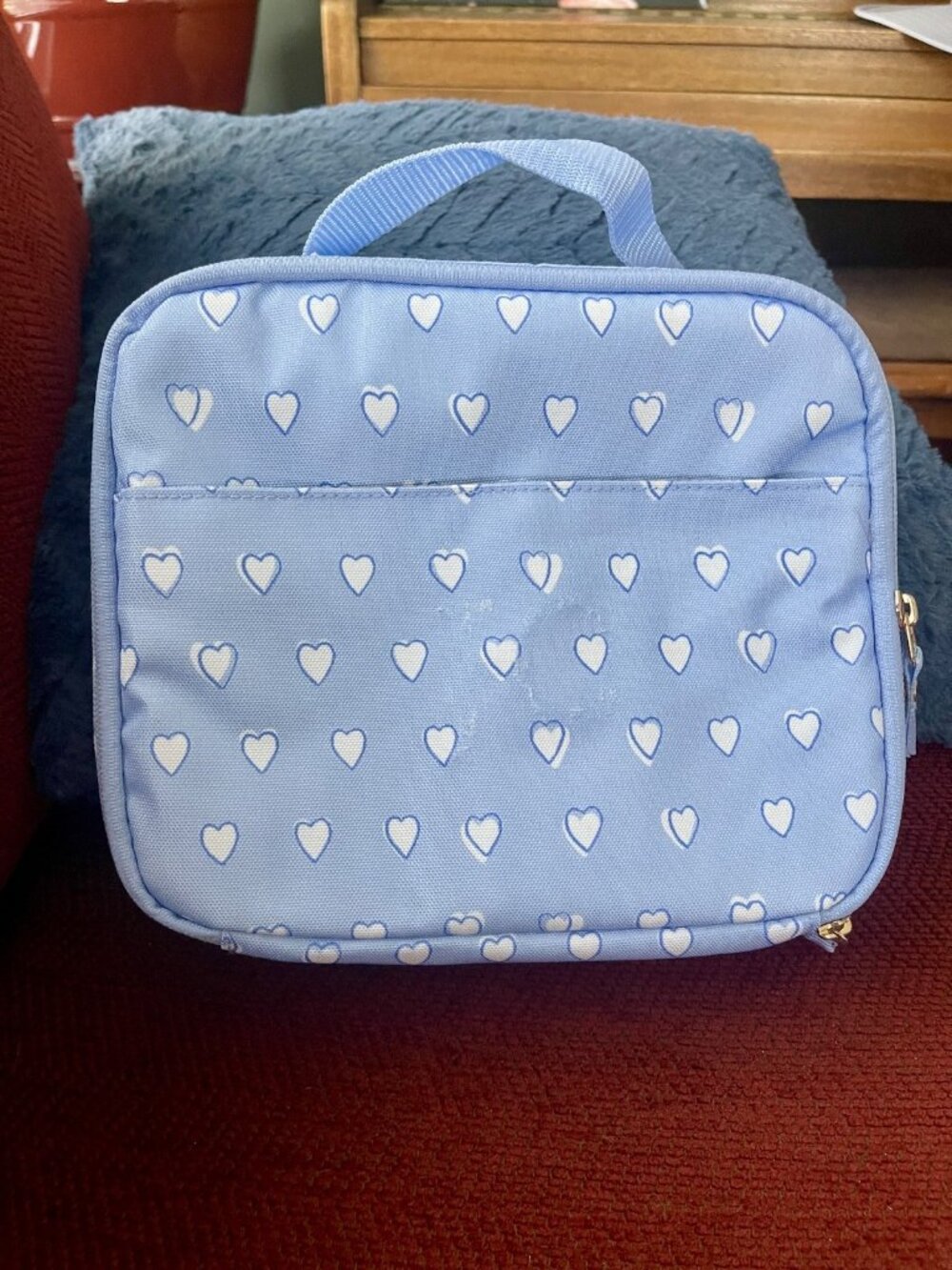Roller Rabbit Pottery Barn Kids Colby Cold Pack Lunch Box Blue Hearts NWOT